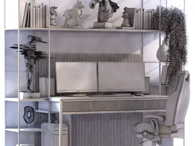 worktable set with sculpture set 772 Low-poly 3D model