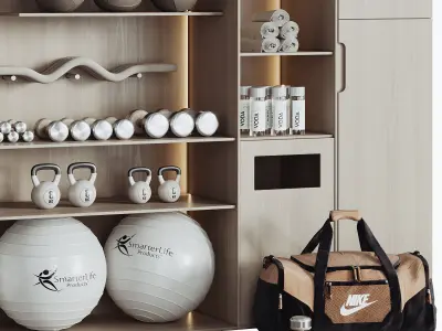 A Rack with gym equipment 02  3D model