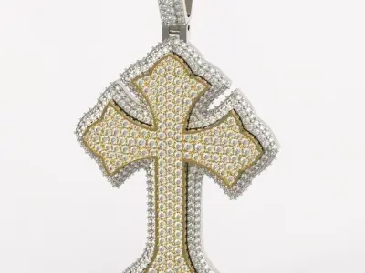 Cross diamond pendant big 3D print model