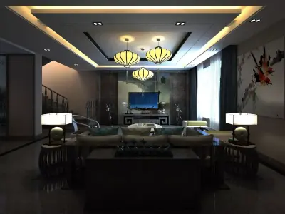 Chinese interior design room 3D model
