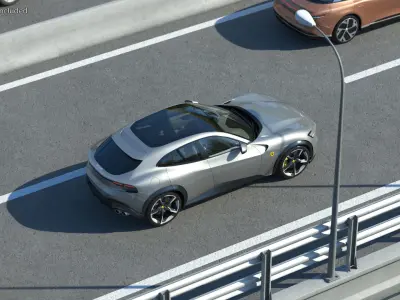 2023 Ferrari Purosangue SUV Grey Rigged 3D model