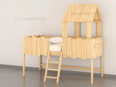 children cabin bed 1 3D model