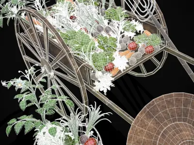 Wheelbarrow of Crops Low-poly 3D model
