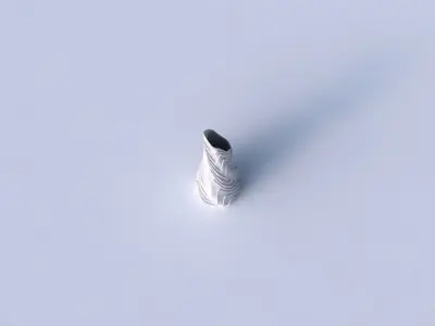 Vase twisted top bent hexagon with horizontal wavy layers 3D print model