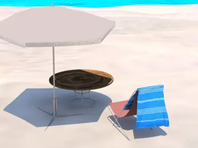 Beach Chair with Towel set 3D model