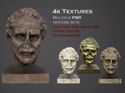head of the orator Demosthenes 2 Low-poly 3D model