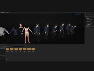 Woman - Agent Outfit - Modular - Rigged Low-poly 3D model