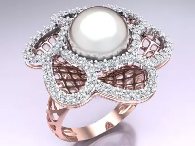  Mesh flower ring - Italian rings - Womens Rings - N6682 3D print model