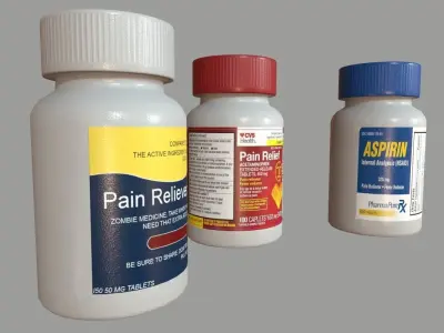 Pain Reliever Aspirin Pill Box Low-poly 3D model