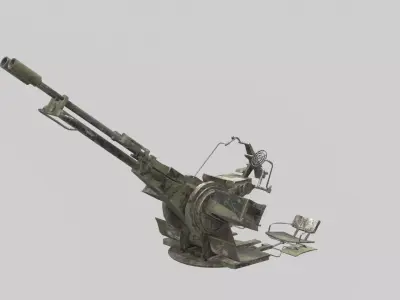 Syria Ciwil War Pickup Car  Zu-23 Weapon Low-poly 3D model