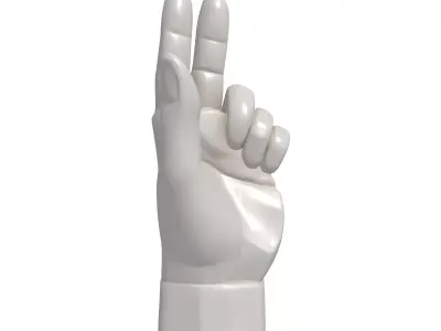White Hand Peace Gesture Sculpture Low-poly 3D model