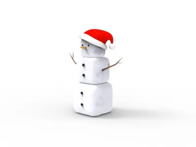 Snowman cube Low-poly 3D model