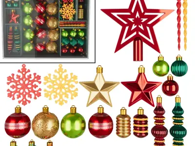 Collection Of Christmas Tree Ornaments 3D model