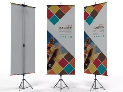 Tripod Banner Stand 3D model