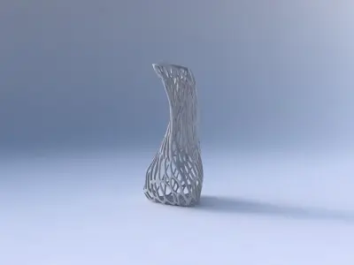 Vase twist puffy bent triangle with cracked organic lattice 2 3D print model