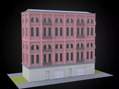 building brick material residential architecture exterior full Low-poly 3D model