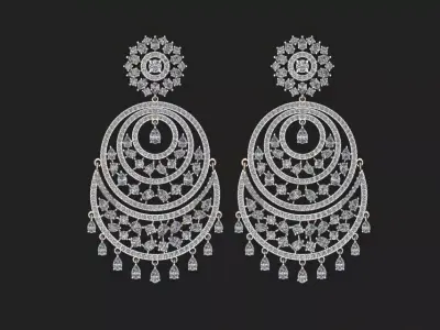 Luxury diamond Earring  3D print model  3D print model
