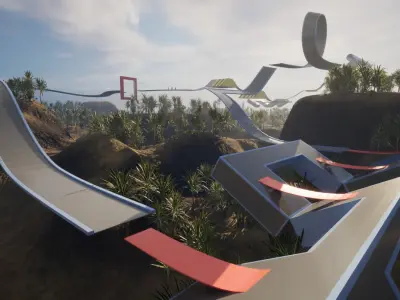 Modular Arcade Racing Track Low-poly 3D model