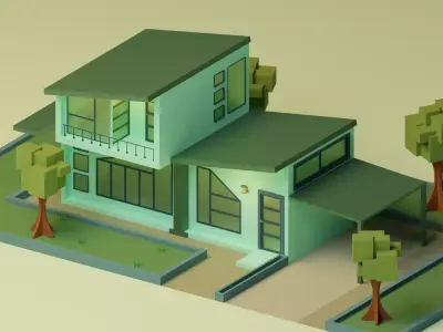 Lopwpoly House 15 Low-poly 3D model