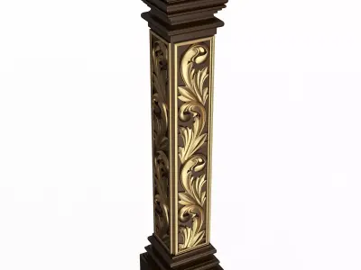 Stair Baluster 03 Red Low-poly 3D model