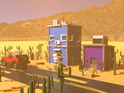 Abandoned Street Club Free low-poly 3D model