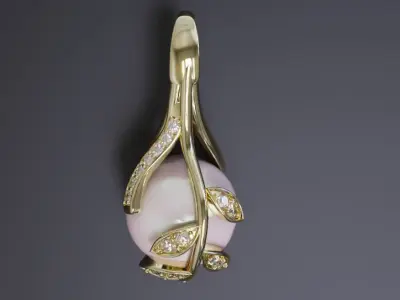 Pearl leaf natural earrings 3D print model