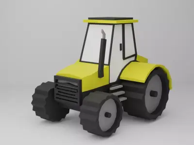 Tractor Cartoon Style Low-poly 3D model