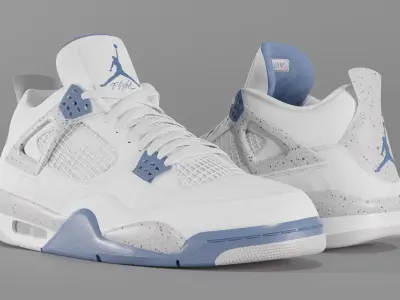 Jordan 4 Retro Midnight Navy Low-poly 3D model