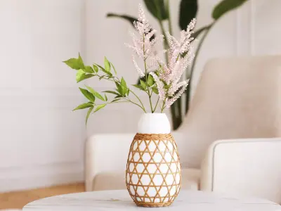 Spring plant in ceramic vase 3D model