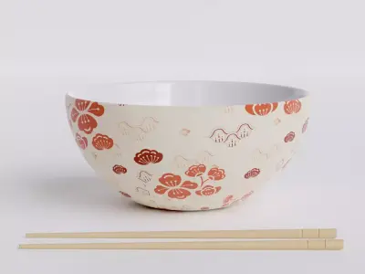 Chinese Bowl with Chopsticks 3D model