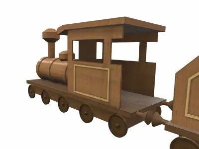 Wooden train toy 5 Free 3D model