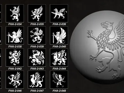 130 Heraldic and Celtic Animals Symbol Element V2 3D model