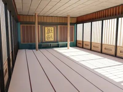 Dojo Hall Low-poly 3D model