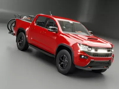 Generic Modern Pickup and Bicycle Towbar Carrier with Bikes 3D model