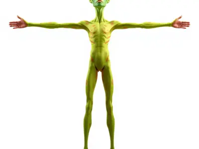 Green Alien Humanoid model pack Low-poly 3D model