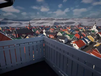 Houses and Church UE5 Set  Low-poly 3D model