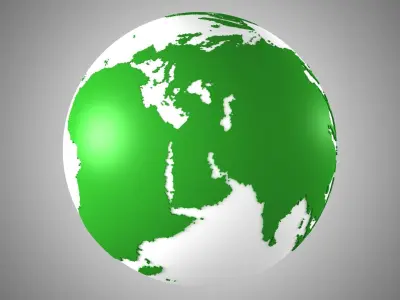 Solid Color Dark Green White Globe 3D model