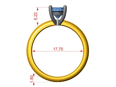 Oval solitaire Ring 3D print model buy