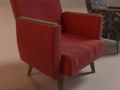 Retro Armchairs Low-poly 3D model