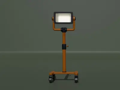 Spotlight orange medical cart on wheels Free low-poly 3D model