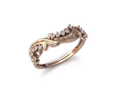 Women Ring Diamond Stone STL 3DM Lightweight Printable 3D print model 54