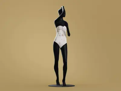 Woman swim Belted Underwire One-piece 3D model