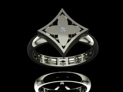Louis Vuitton Style Diamond Ring 3D print model