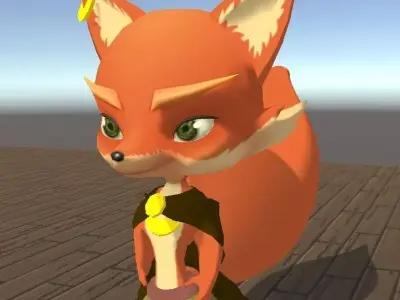 Mia Fox Animated Low-poly 3D model
