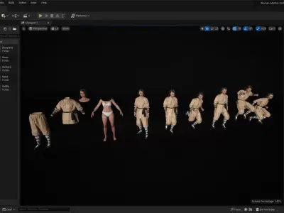 Woman - Martial Uniform 2 - Modular - Rigged Low-poly 3D model