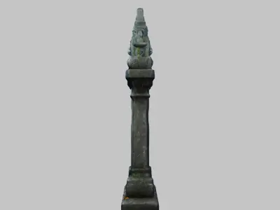Old Gothic Gravestone with Intricate Details Low-poly 3D model