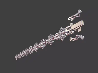 Scrollwork Linked Bracelet With Lock 3D print model