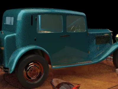 Chinese gold ingot with antique car 3D model