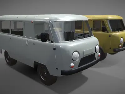  Soviet era van low poly Low-poly 3D model