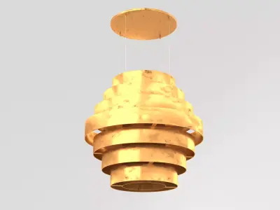 Gold Ring Hanging Pendant Light Fixture 004 3D model